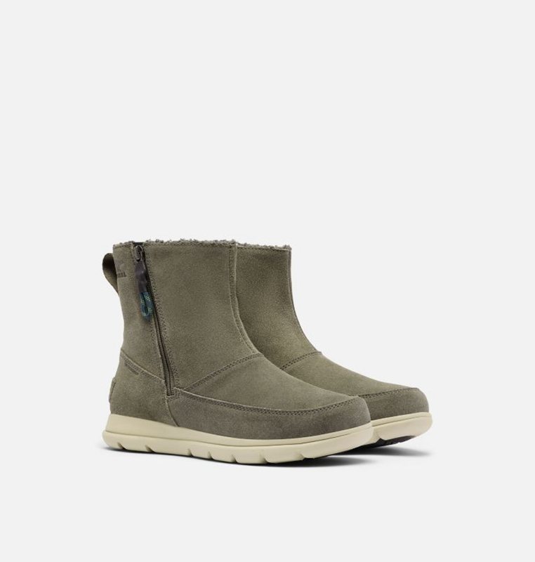 Sorel Dam Vinterkängor Mörk Gröna - ™ Explorer Zip Låga - UNA-605319